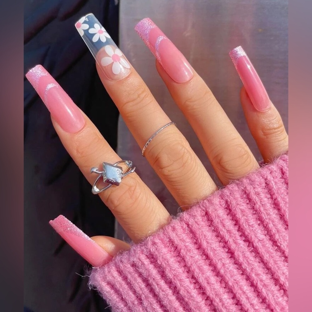 Passion of Essence Nail Bar 24pcs Long Coffin Floral Print Fake Nail - Picture 3 of 9